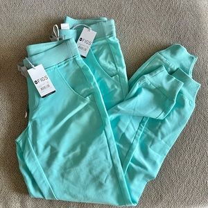 Two FIGS Scrub Aqua Joggers